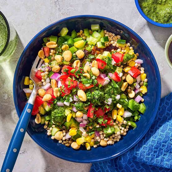 Fresh balanced salad bowl with wholesome ingredients